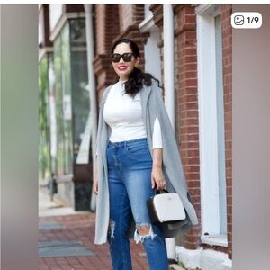 Girl With Curves | Gray button-front Cotton Blend cardigan cape Size XS/S